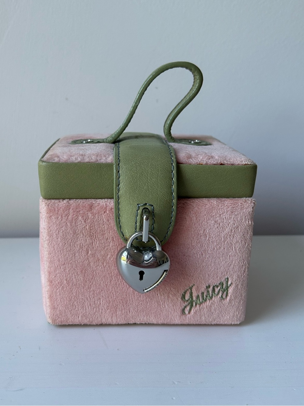 Vintage Y2K Rare Juicy Couture Pink And Green Velour Jewelry Box Case
